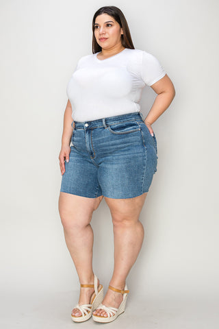 Judy Blue Full Size High Waist Slim Denim Shorts Trendsi