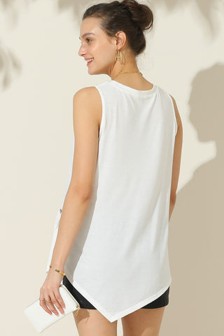 Ninexis Round Neck Button Side Tank Trendsi