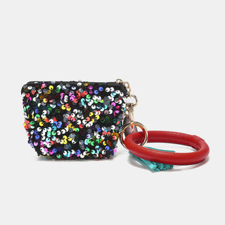 Nicole Lee USA Sequin Pouch Wristlet Keychain Trendsi