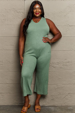 HEYSON Don't Get It Twisted Full Size Rib Knit Jumpsuit Trendsi