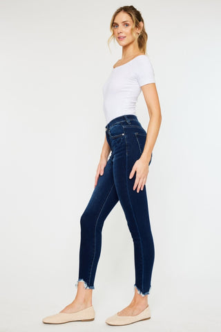 Kancan Full Size High Rise Frayed Ankle Skinny Jeans Trendsi