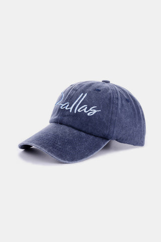 Zenana Washed DALLAS Embroidered Baseball Cap Trendsi