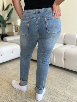 Judy Blue Full Size High Waist Cuff Hem Jeans Trendsi