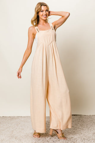 BiBi Texture Sleeveless Wide Leg Jumpsuit Trendsi