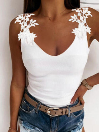 Full Size Lace Detail Scoop Neck Tank Trendsi