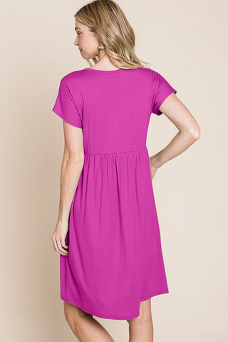 BOMBOM V-Neck Short Sleeve Dress Trendsi