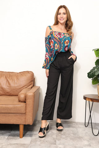 Sew In Love Full Size Floral Cold Shoulder Blouse Trendsi