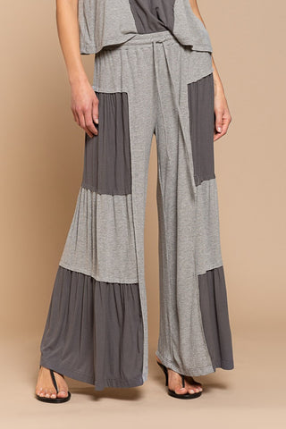 POL Ribbed Contrast Wide Leg Pants Trendsi