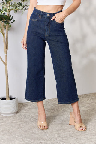 Judy Blue Full Size High Waist Cropped Wide Leg Jeans Trendsi