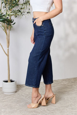 Judy Blue Full Size High Waist Cropped Wide Leg Jeans Trendsi