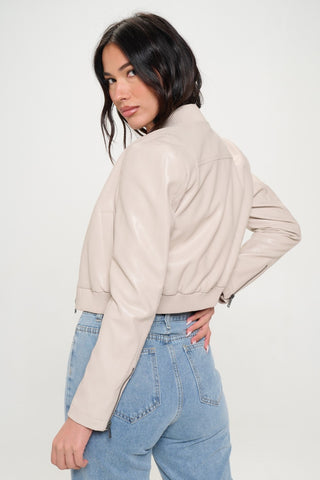 Coalition LA Zip Up Cropped Bomber Jacket Trendsi