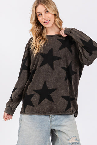 SAGE + FIG Mineral Wash Star Pattern T-Shirt Trendsi