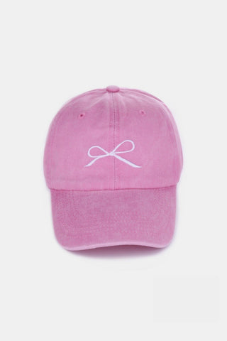 Zenana Bow Embroidered Washed Cotton Caps Trendsi