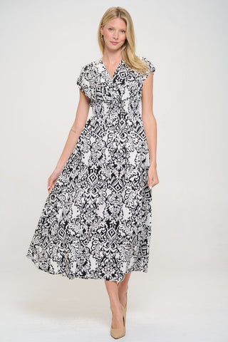 RENEE C Printed Smocked Waist Maxi Dress Trendsi