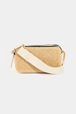 Fame Straw Contrast Crossbody Bag Trendsi