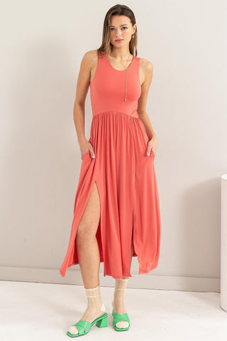 HYFVE Sleeveless Slit Midi Dress Trendsi