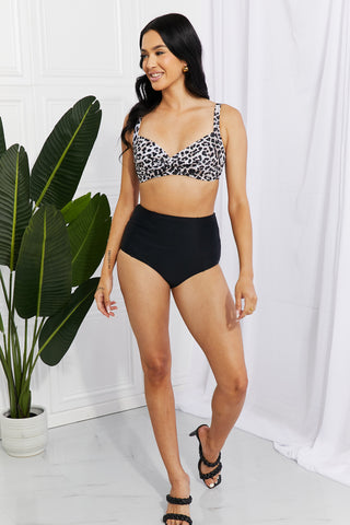 Marina West Swim Take A Dip Twist High-Rise Bikini in Leopard Trendsi