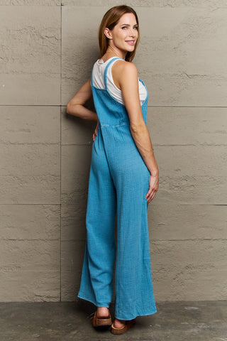 HEYSON Playful Mineral Wash Gauze Overalls Trendsi