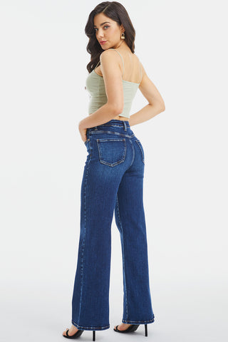 BAYEAS Full Size High Waist Cat's Whisker Wide Leg Jeans Trendsi