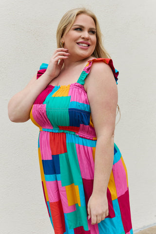 And The Why Multicolored Square Print Summer Dress Trendsi