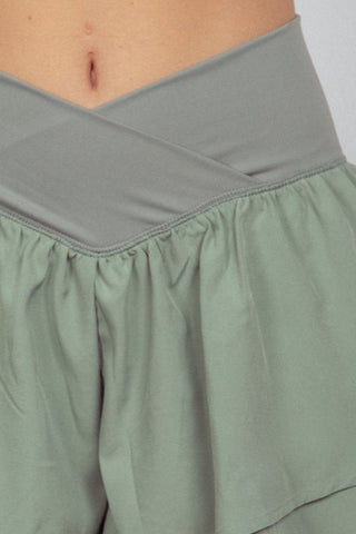 VERY J V-Shaped High Waist Layered Active Shorts Trendsi