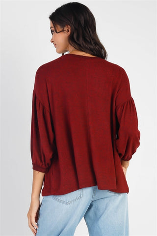 Cherish Apparel Drop Shoulder Puff Sleeve Top Trendsi