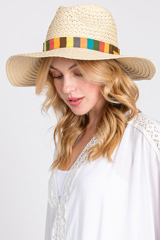 Fame Contrast Wide Brim Straw Hat Trendsi