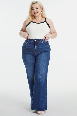 BAYEAS Full Size High Waist Cat's Whisker Wide Leg Jeans Trendsi