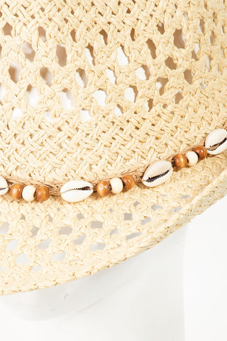 Fame Cowrie Shell Beaded String Straw Hat Trendsi