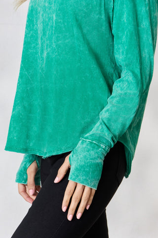 Zenana Round Neck Long Sleeve Top Trendsi