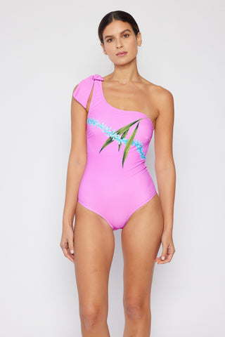 Marina West Swim Vacay Mode One Shoulder Swimsuit in Carnation Pink Trendsi