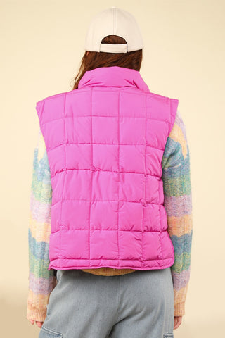 VERY J Zip Up Puffer Padded Warm Vest Trendsi