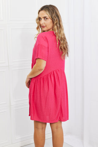 BOMBOM Another Day Swiss Dot Casual Dress in Fuchsia Trendsi