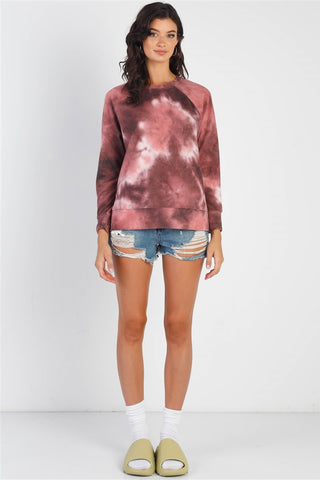 Cherish Apparel Tie-Dye Round Neck Long Sleeve Sweatshirt Trendsi