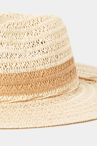 Fame Contrast Straw Braided Sun Hat Trendsi