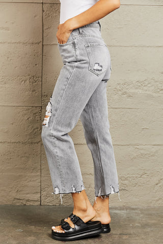 BAYEAS High Waisted Cropped Mom Jeans Trendsi