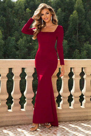 Square Neck Long Sleeve Dress Trendsi