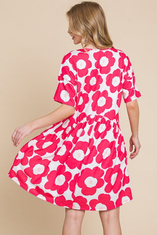 BOMBOM Flower Print Ruched Dress Trendsi