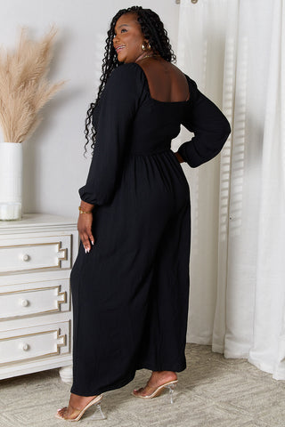 Double Take Square Neck Jumpsuit with Pockets Trendsi