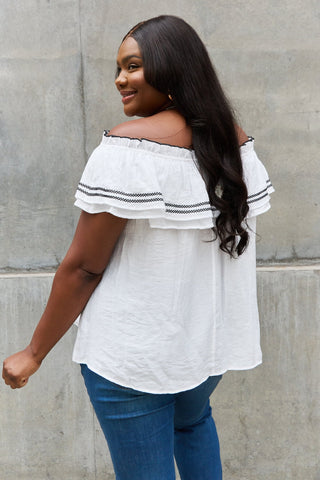 ODDI Full Size Off The Shoulder Ruffle Blouse Trendsi