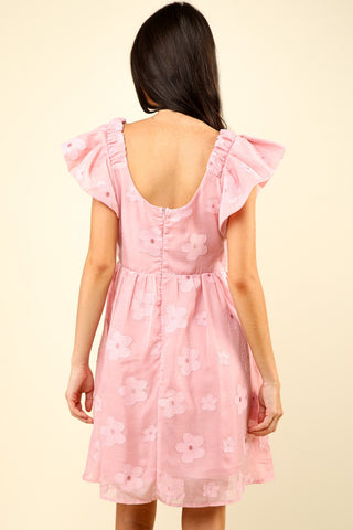 VERY J Flower Embroidered Organza Mini Dress Trendsi