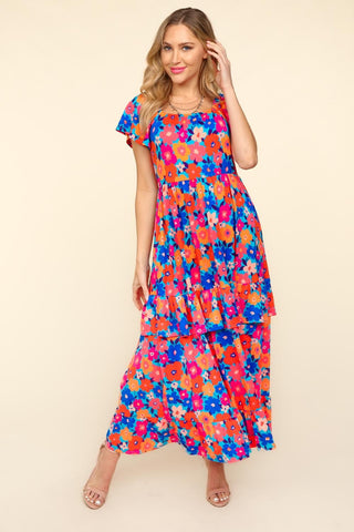 Haptics Floral Maxi Ruffled Dress with Side Pockets Trendsi