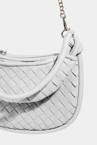 Fame PU Leather Basket Weave Half Moon Bag Trendsi