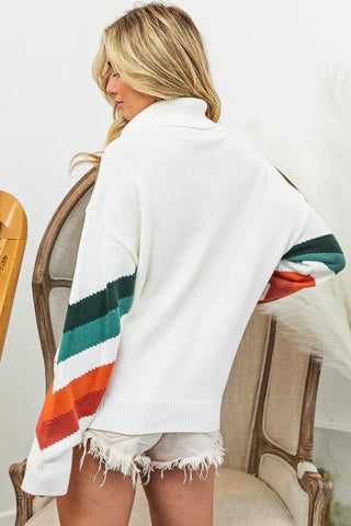 BiBi Multi Color Chevron Pattern Sweater Trendsi