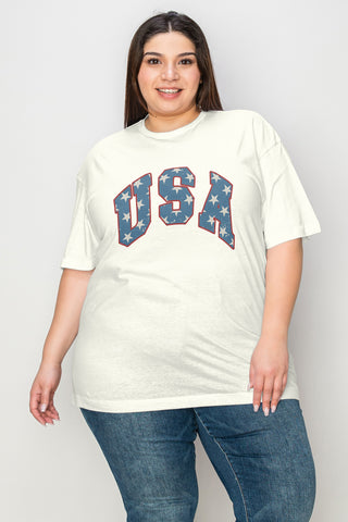 Simply Love Full Size USA Letter Graphic Short Sleeve T-Shirt Trendsi