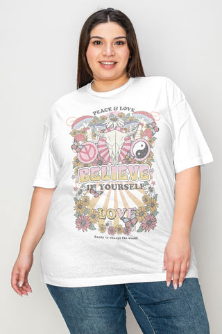 Simply Love Full Size Peace and Love Graphic T-Shirt Trendsi