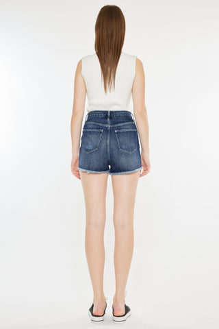 Kancan Raw Hem Button Fly Denim Shorts Trendsi