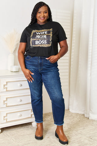 Simply Love WIFE MOM BOSS Leopard Graphic T-Shirt Trendsi