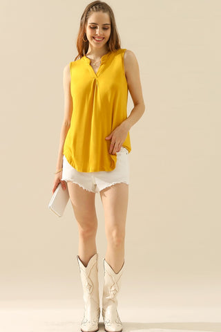 Ninexis Full Size Notched Sleeveless Top Trendsi