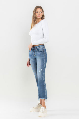 Lovervet Mid Rise Frayed Hem Jeans Trendsi